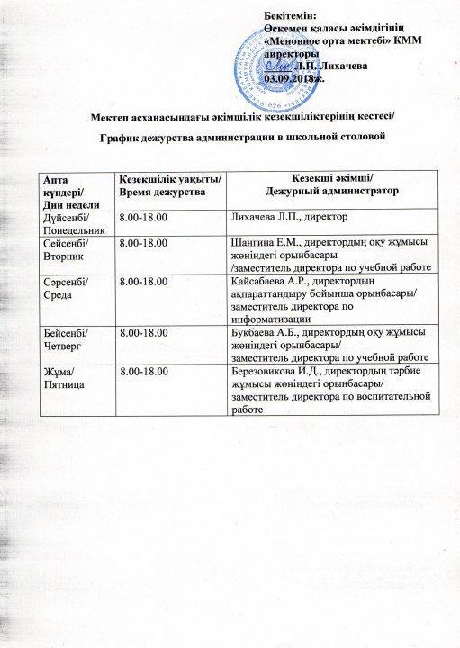 Дежурство администрации в столовой