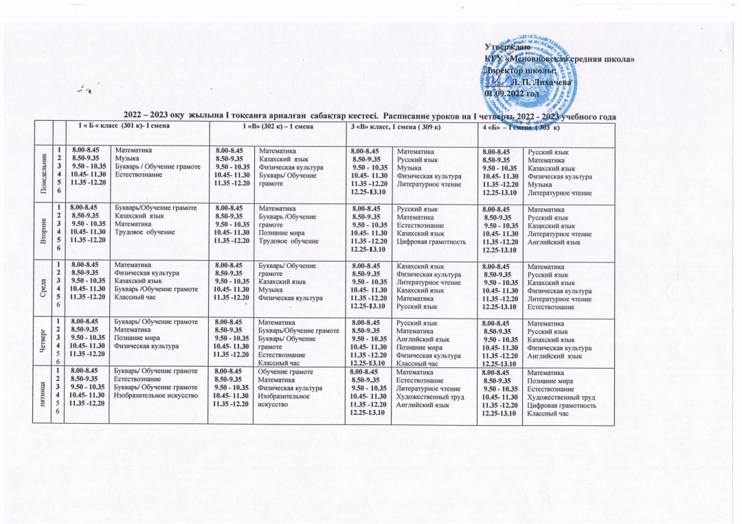 Расписание уроков (2022-23)